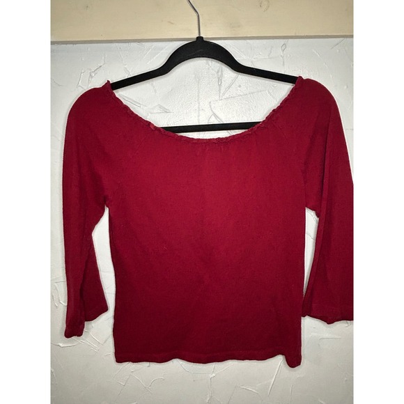 Vintage Abercrombie & Fitch Womens Red‎ 3/4 Sleeve Top Embroidered V Neck - Picture 4 of 4